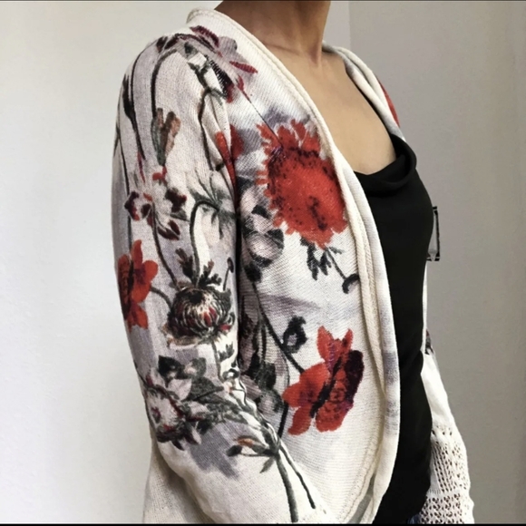 Anthropologie's Knitted & Knotted brand Floral, Brushstrokes Cardigan Sweater - Picture 6 of 10